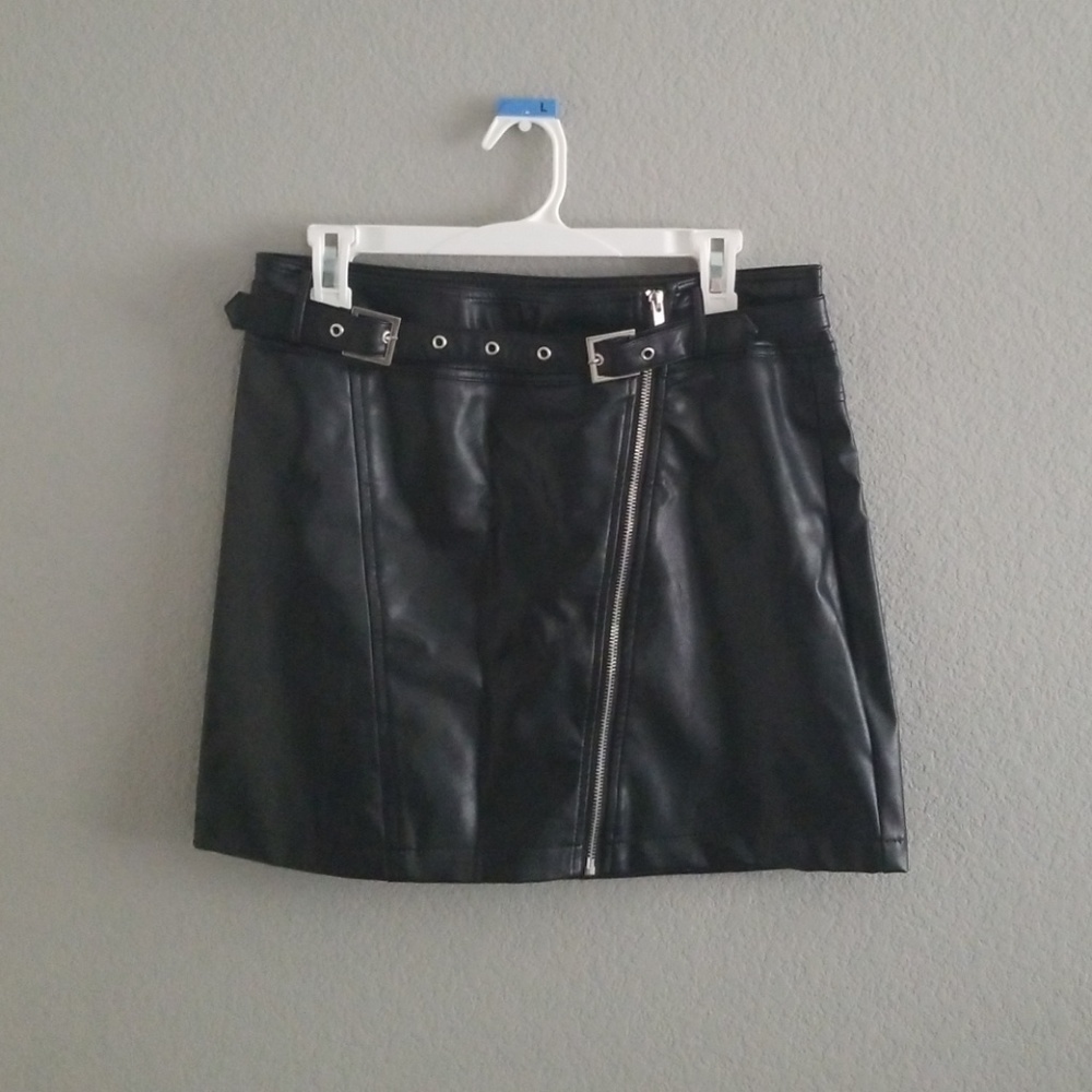 Faux Leather black mini skirt